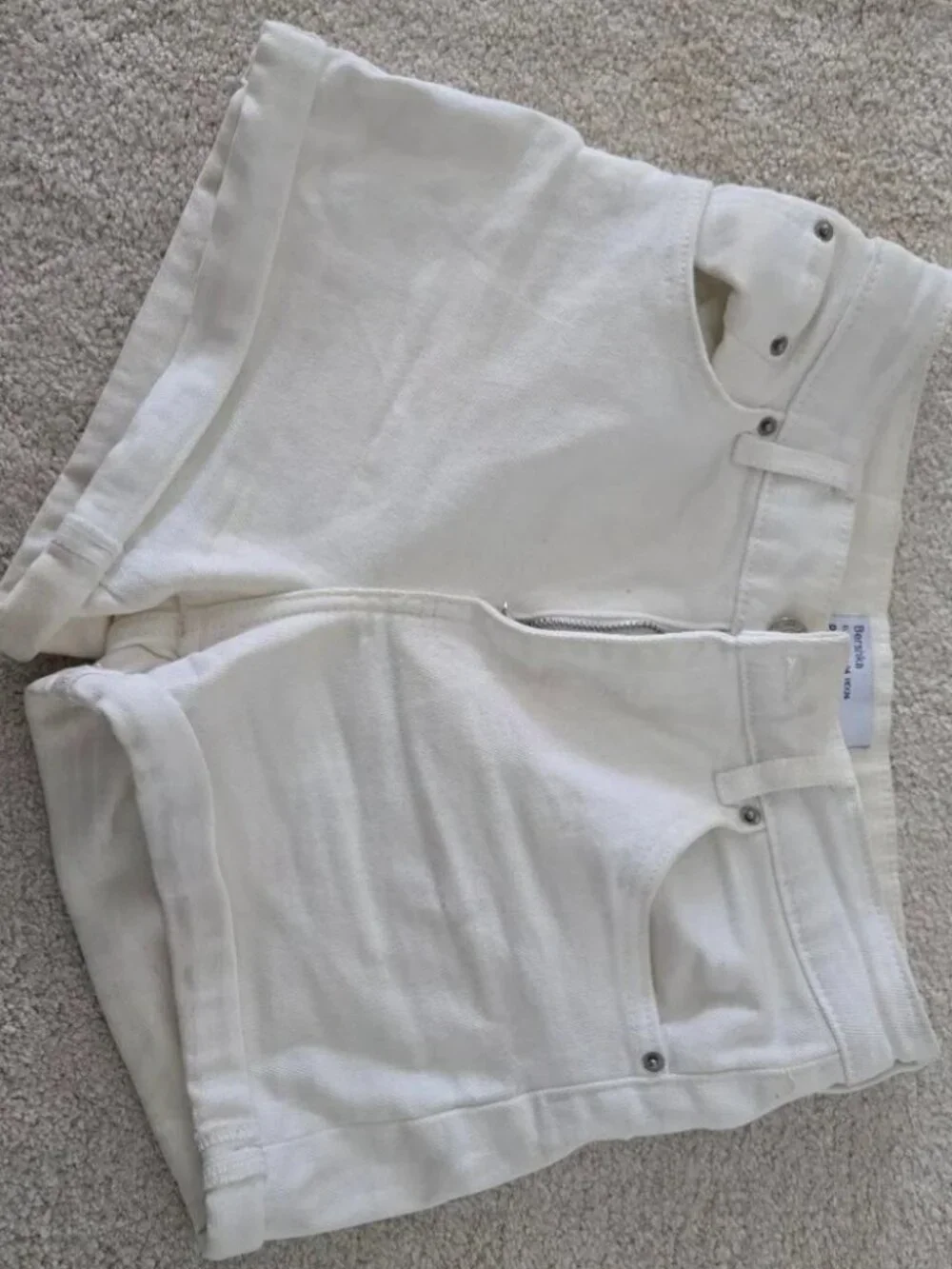 Bershka white denim cotton shorts